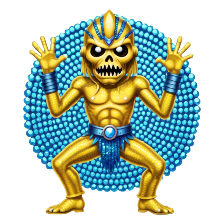 iron maiden monster eddie elegante glamour sparkle dance sticker