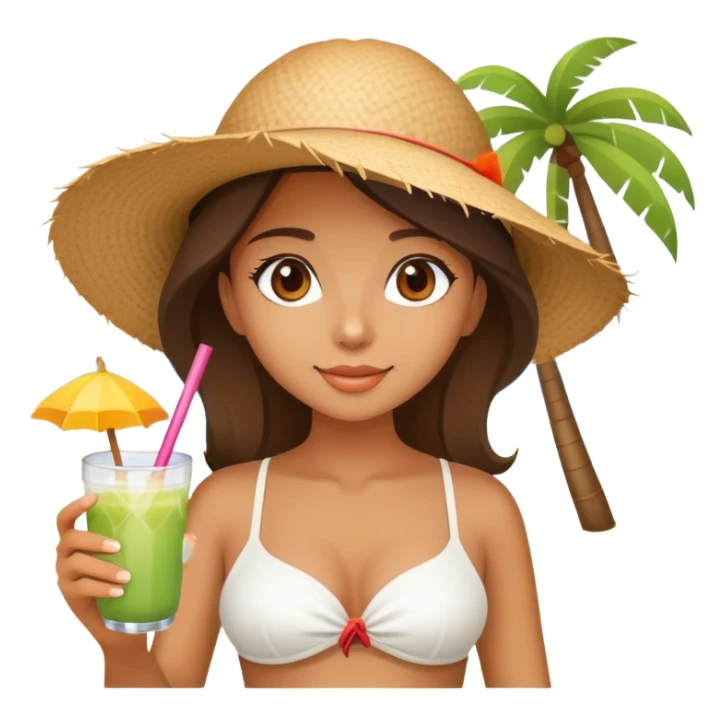 beautiful girl on the beach with coconut drink sticker