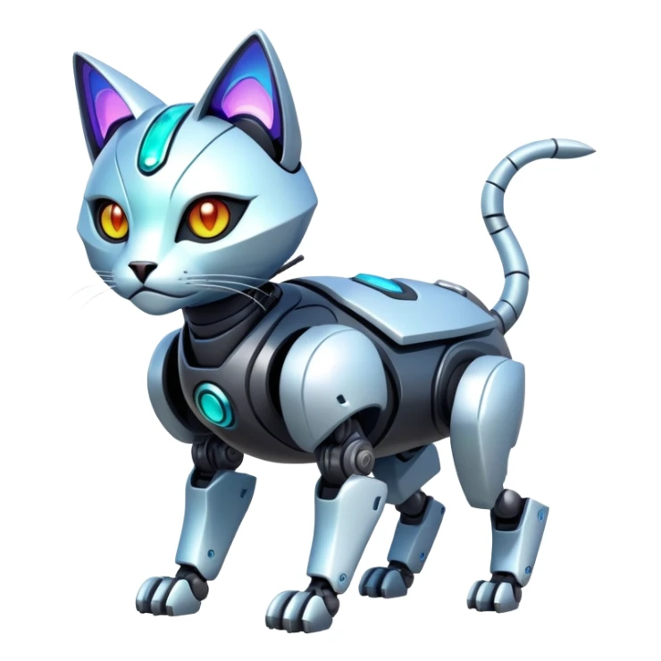  exotic tropical iridescent cyber-Protogen-Fakémon-Pokémon-Vernid-robot-cat-creature sticker