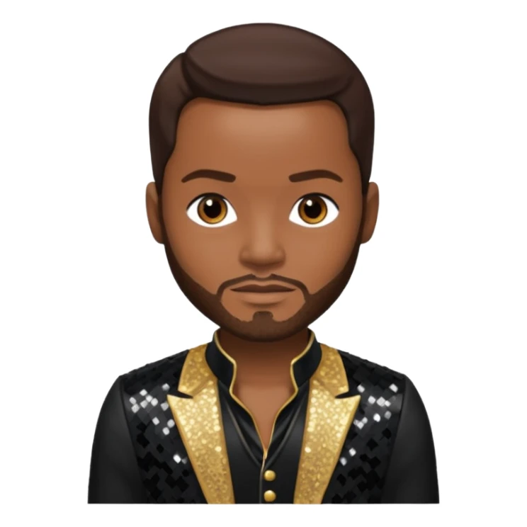 Jaheim with dark brown hair, black sequin outfit  sticker
