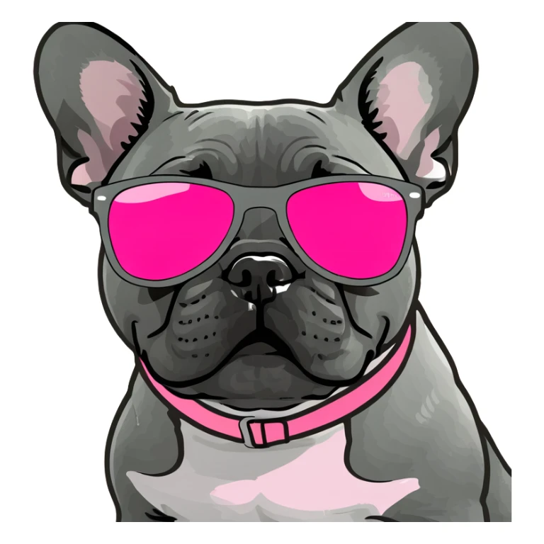 grey french bulldog with pink sunglasses sticker