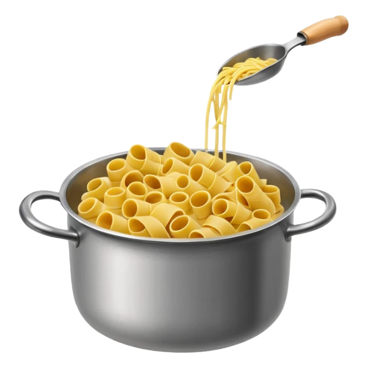 Pasta noodles cooking in a pot of boiling water sticker
