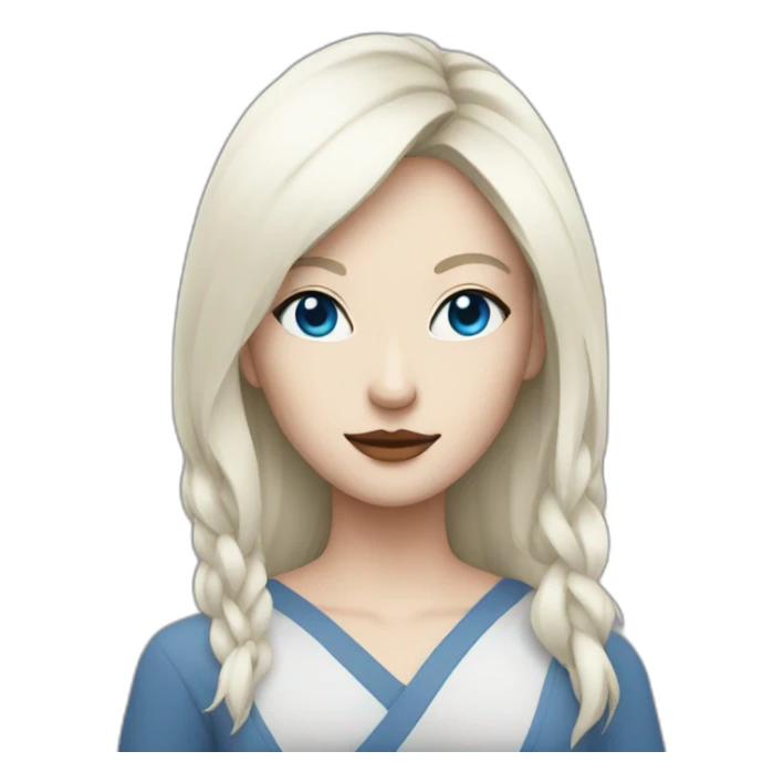 white women wearing half kitsune mask blue eyes sticker