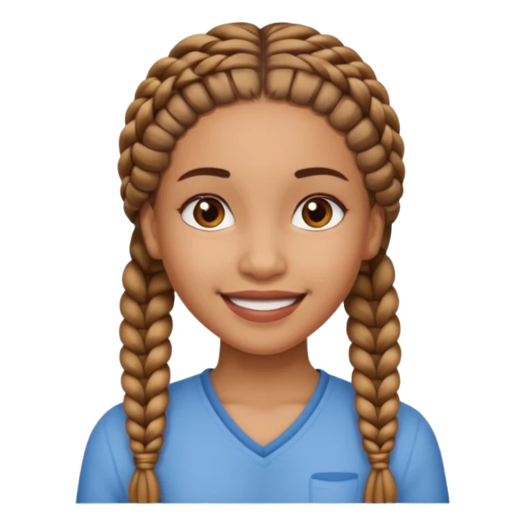 A lightskined girl smiling with brown braids sticker