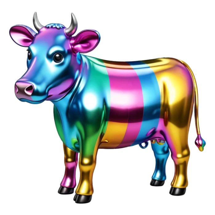   jeff koons style metallic SPAM cow sculpture  sticker
