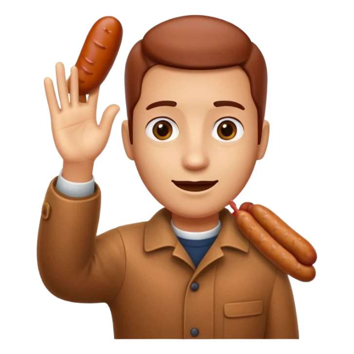 Waving hand with sausage sticker