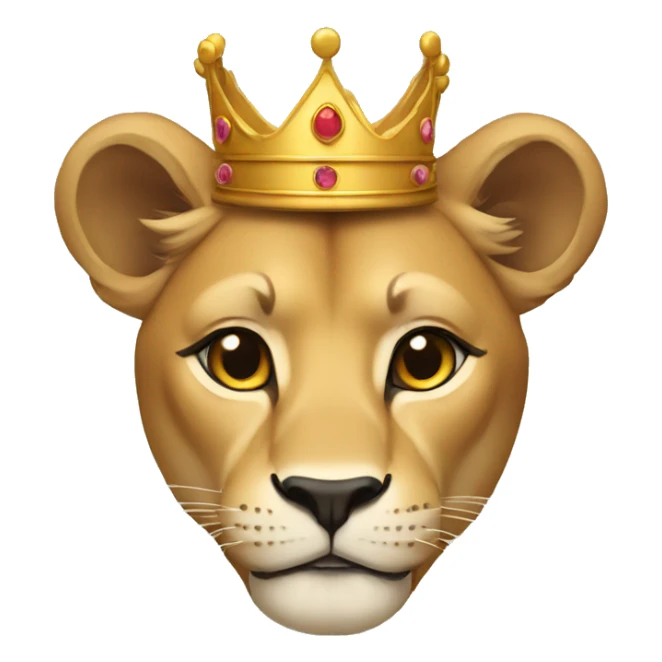 a lioness with a crown and a queen's costume sticker