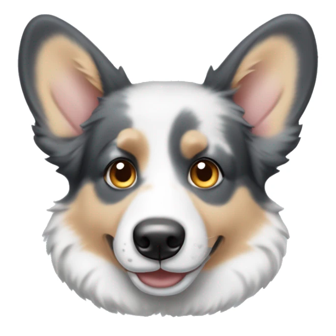 Blue Merle corgi with tan points and a half white face and blue eyes sticker