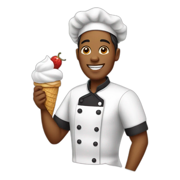 Man ice cream chef with black filipina sticker