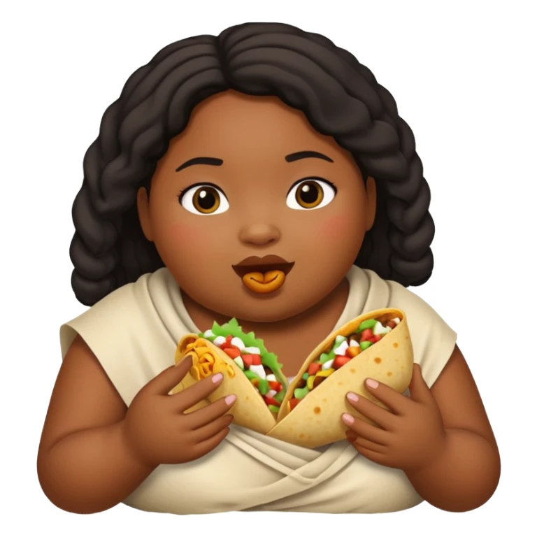 Fat black girl eating a burrito  sticker
