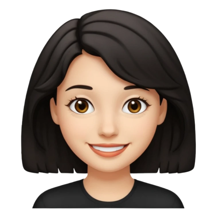 25 yaş genç kız siyah küt hafif dalgalı saçlı beyaz tenli sticker