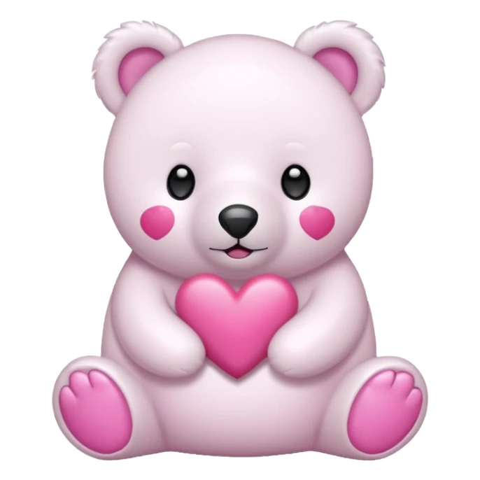  Oso Polar blanco corazón rosa kawaii sticker
