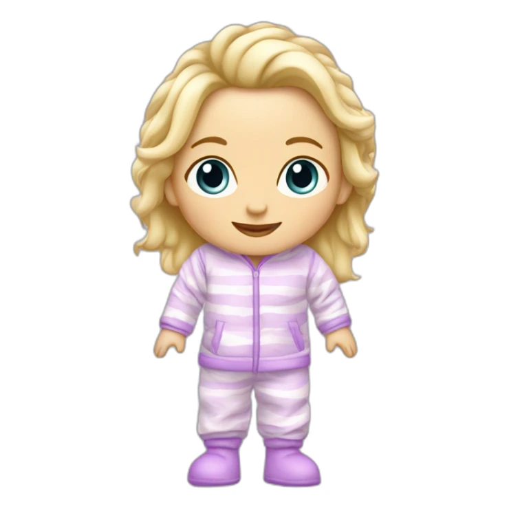 Bébé blonde en pijama 100% blanc et des bottes mauve  sticker