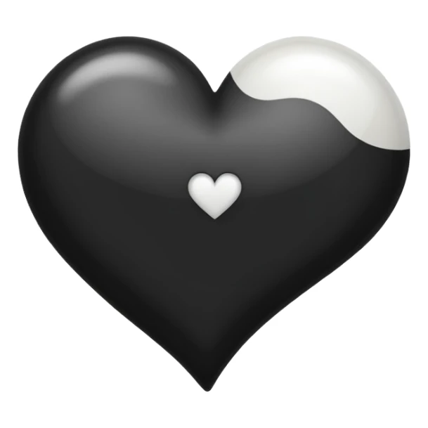 A half black heart and half white heart emoji sticker