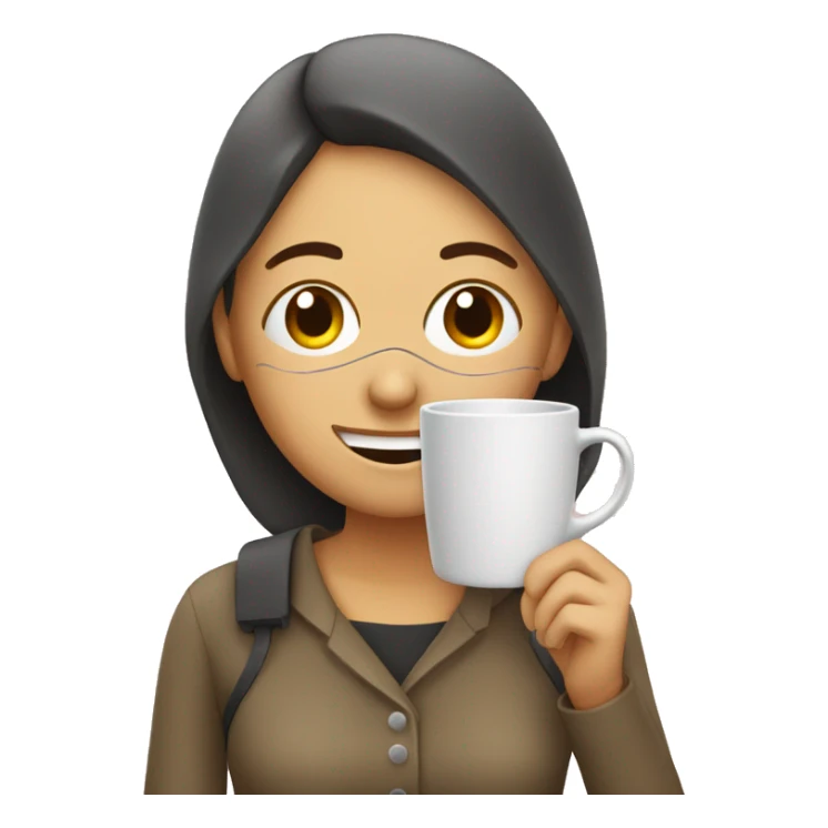 Tired woman with a cup who smiles and wears eye patches  sticker