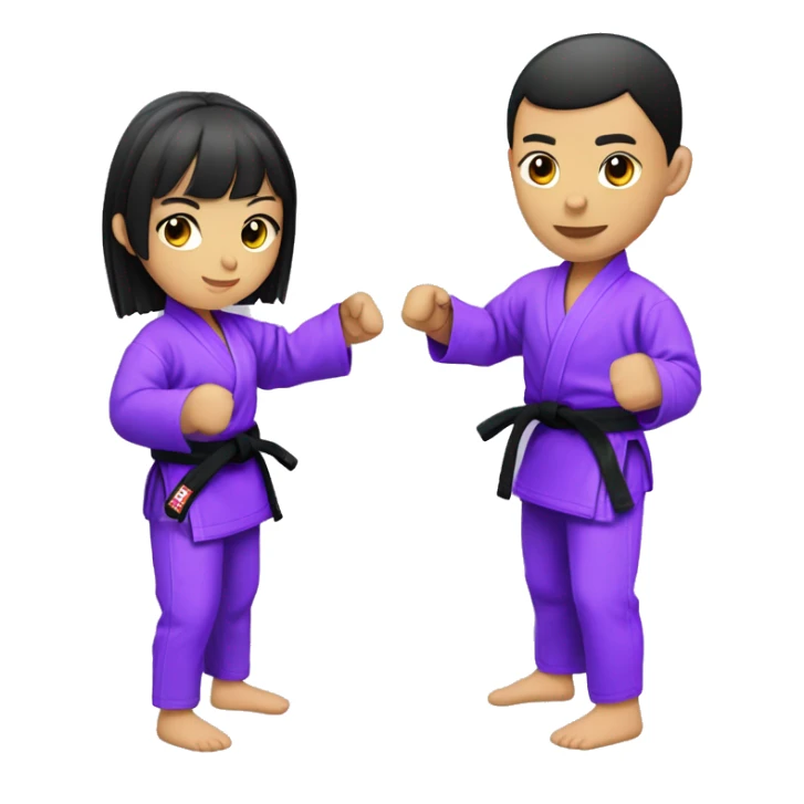 Jiu-Jitsu bright purple short bangs girl Asian sparring with her partner sticker