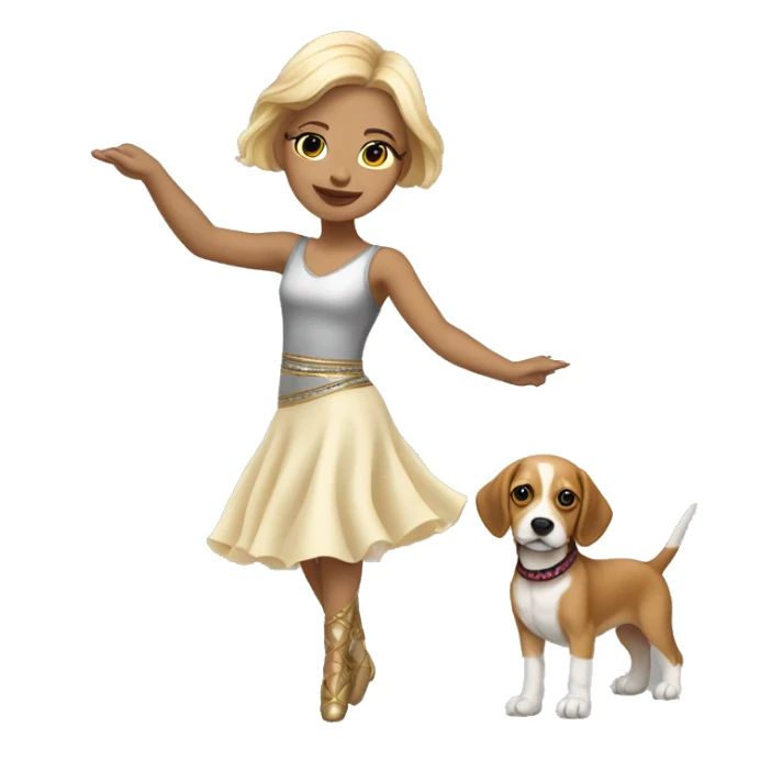 light-skinned and fair-haired dancer with a beagle puppy sticker