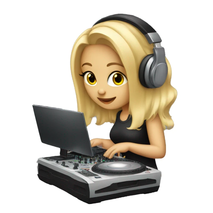 Audio technician blonde girl with a dj desk sticker