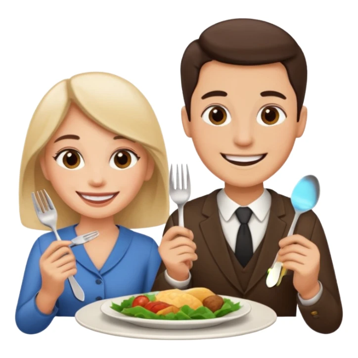 A woman and a man are eating in a restaurant. sticker