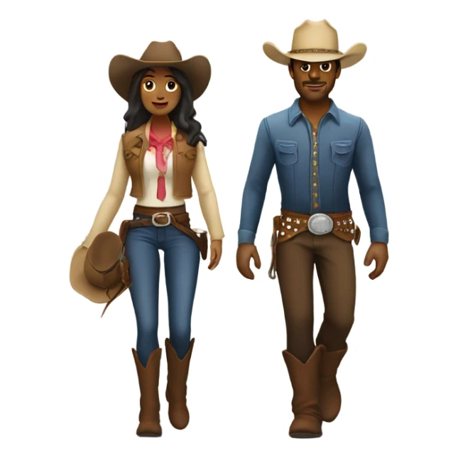 Cowboy and cowgirl walking together  sticker