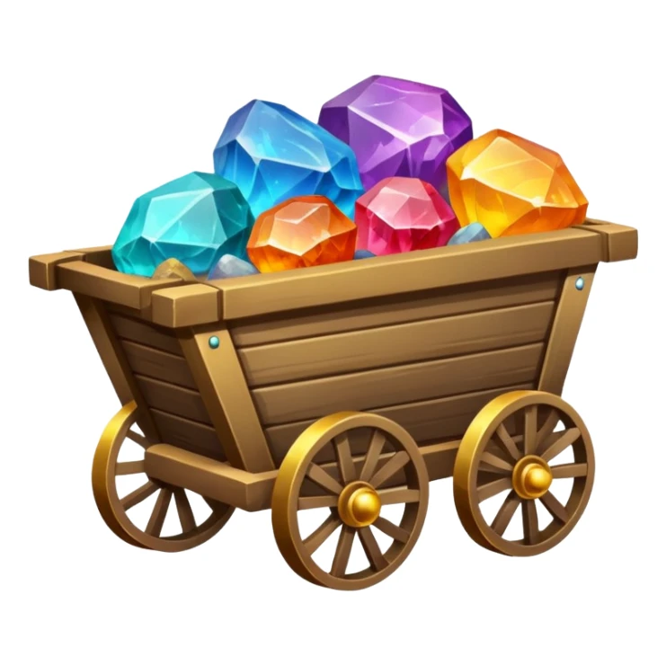 Mine Cart Filled With Colorful Minerals sticker
