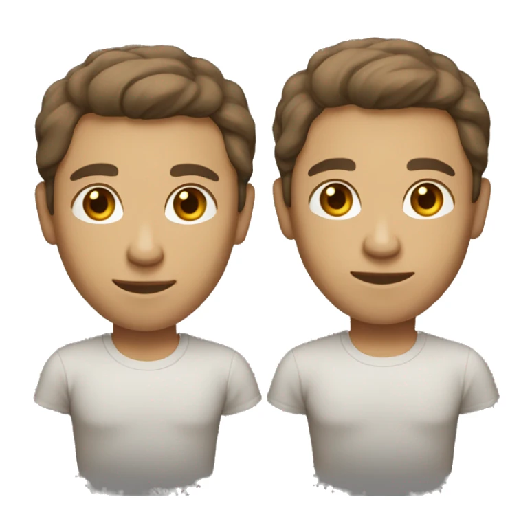 Create an emoji of a person with short brown hair, neutral expression, light skin, and wearing a light t-shirt. sticker