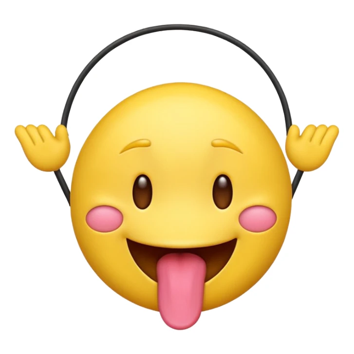 yellow emoji face with tongue sticking out and swinging back and forth sticker