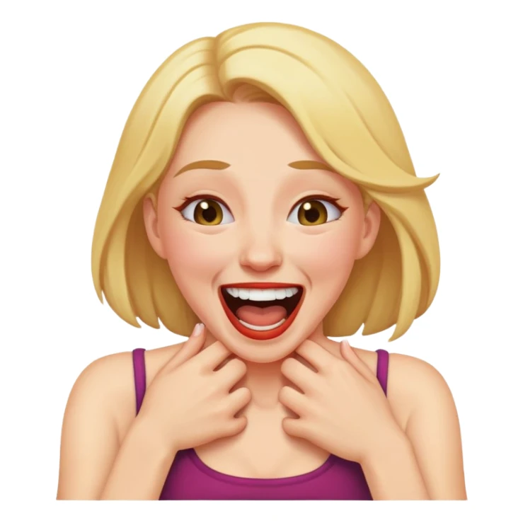 Woman choking herself laughjng sticker