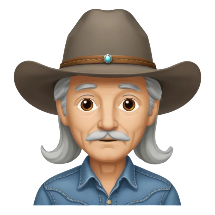 Elderly men with hats long hair  cow boy look sticker