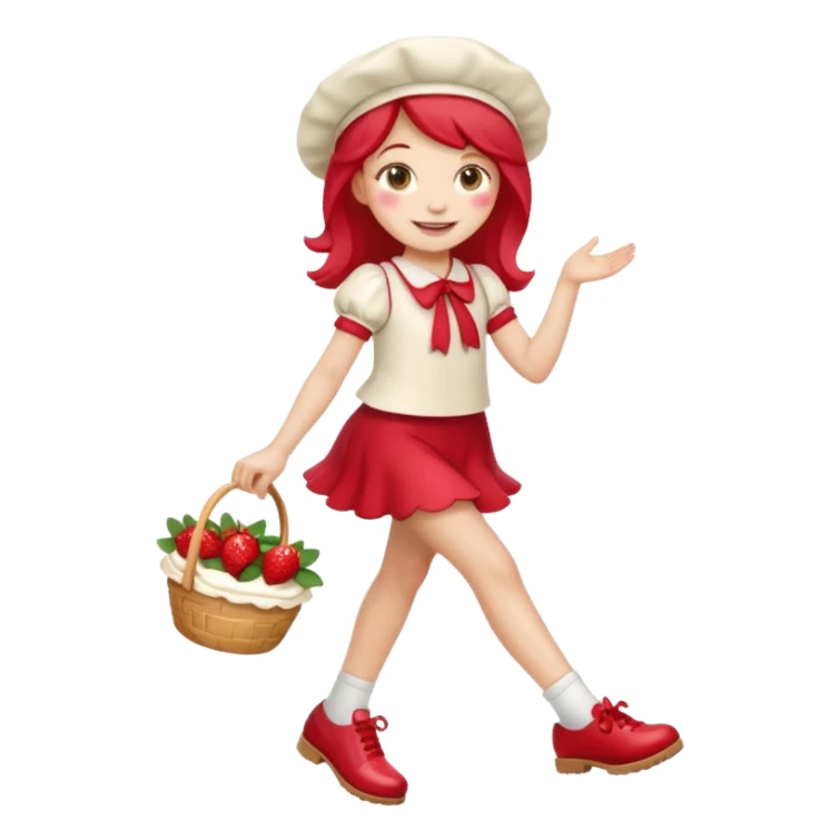 pretty and cute realistic modern day strawberry shortcake full body with red shoes emoji sticker