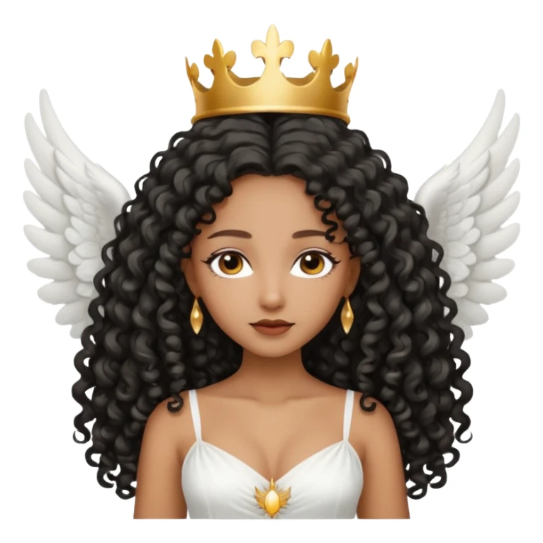 Angel wing white dress black queen long curly hair  sticker
