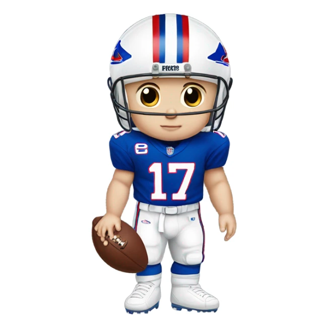 Caucasian baby boy wearing a bills jersey (number 17) sticker