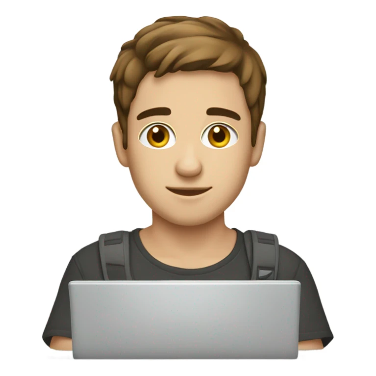 caucassian young man with short brown hair working on laptop sticker