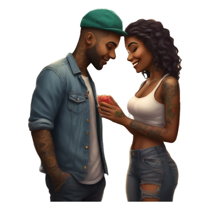 Romantic carnival date for beautiful tattooed couple sticker