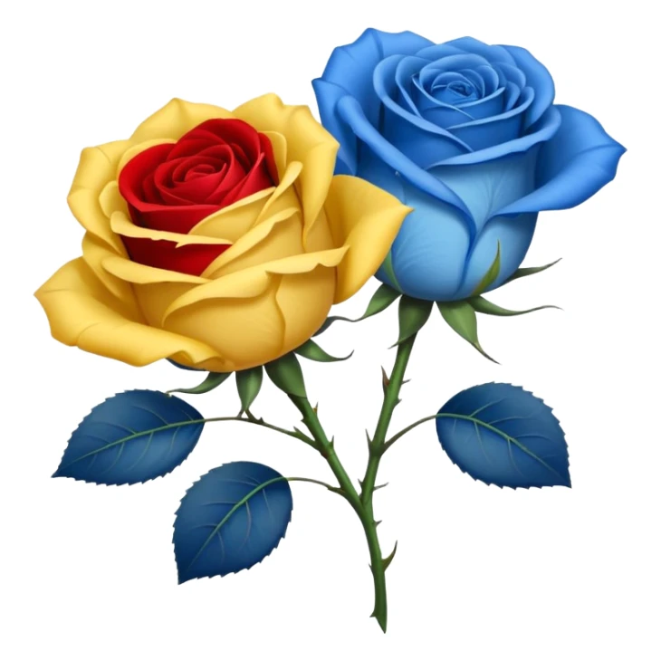 One Yellow 🌹 and one blue flower 🌹 on with red band  sticker