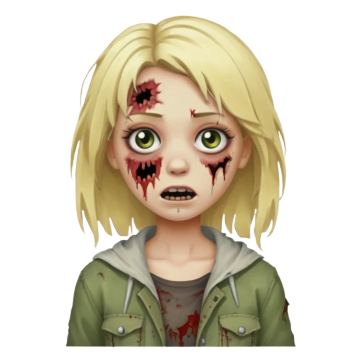 girl zombie with blonde hair sticker