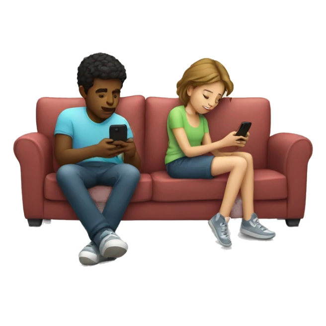 Boy and Girl laying on Couch watching on their phones  sticker