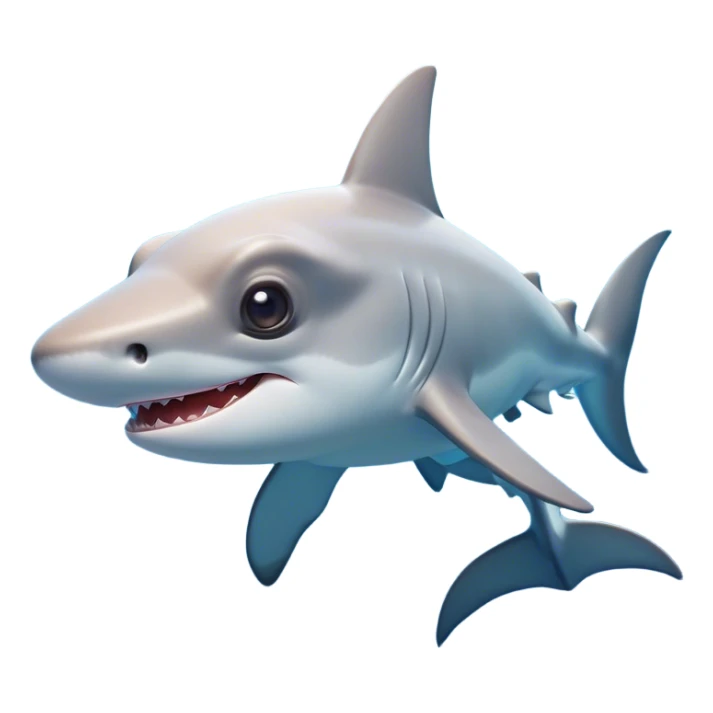 Cinematic Cute Hammerhead Shark Portrait Emoji, Head tilted playfully and inquisitively, with a charming, distinctive hammer-shaped head and wide, expressive eyes on either side, a sleek, smooth body accented by gentle fin curves, Simplified yet irresistibly adorable features, highly detailed, glowing with a soft, inviting ocean glow, high shine, affectionate and lively, stylized with a touch of whimsical marine charm, soft glowing outline, capturing the essence of a mischievous yet endearing hammerhead that seems as if it could swim out of the screen into your heart! sticker