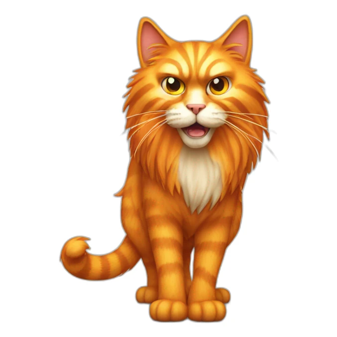 angry orange hairy cat full body with long tail sticker
