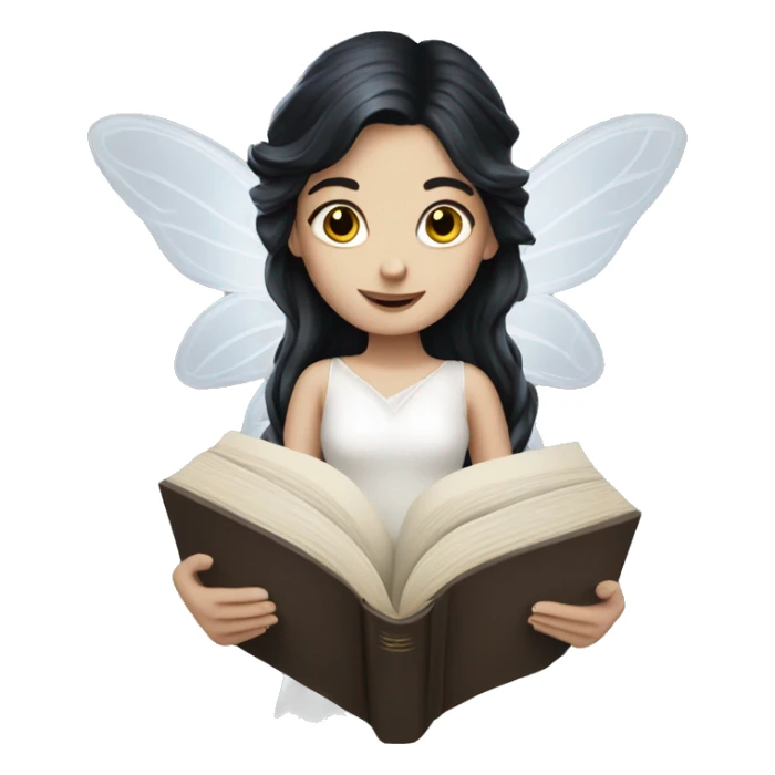 Dark haired white fairy with a book  sticker
