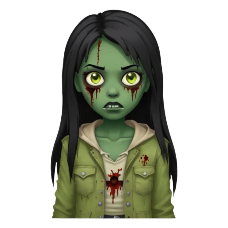 garota zumbi pele negra cabelo longo e liso preto sticker