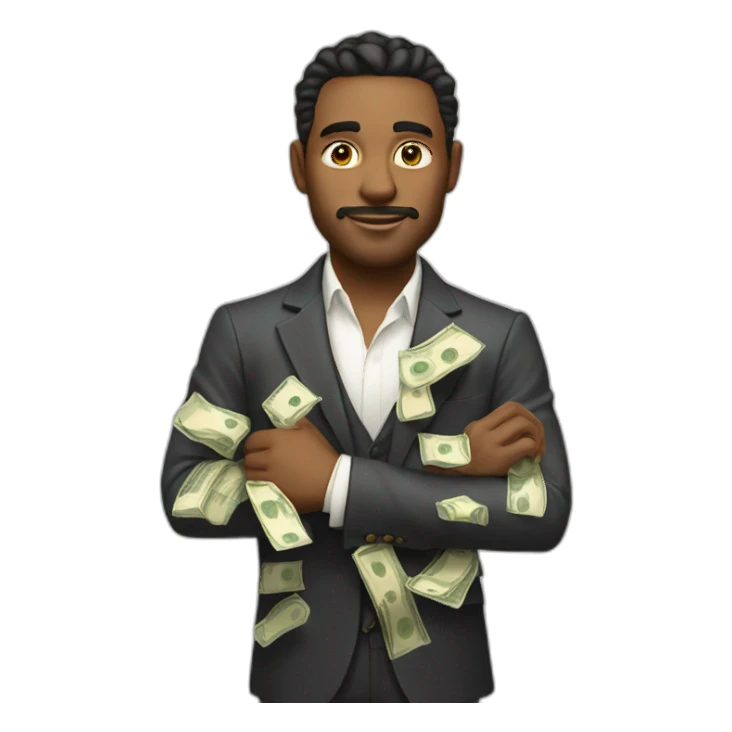 rich guy, a lot of money, all body, king sticker