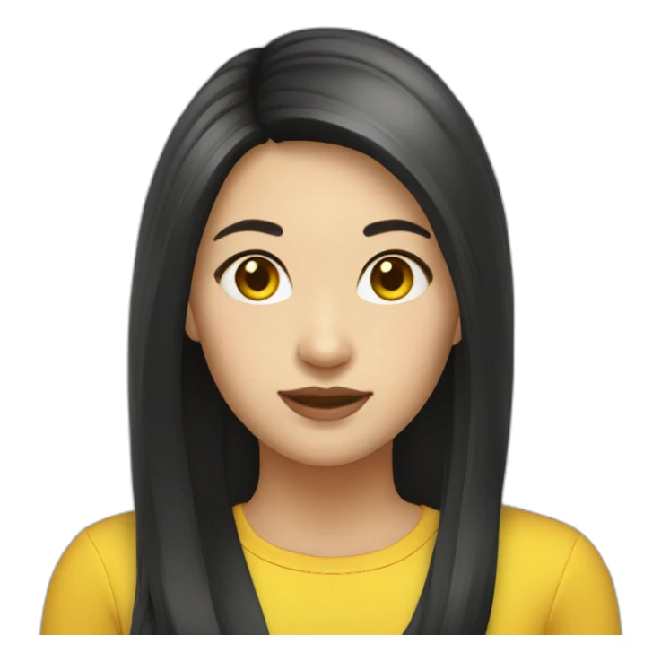 female-asian-round-face-with-long-black and yellow extensions hair sticker