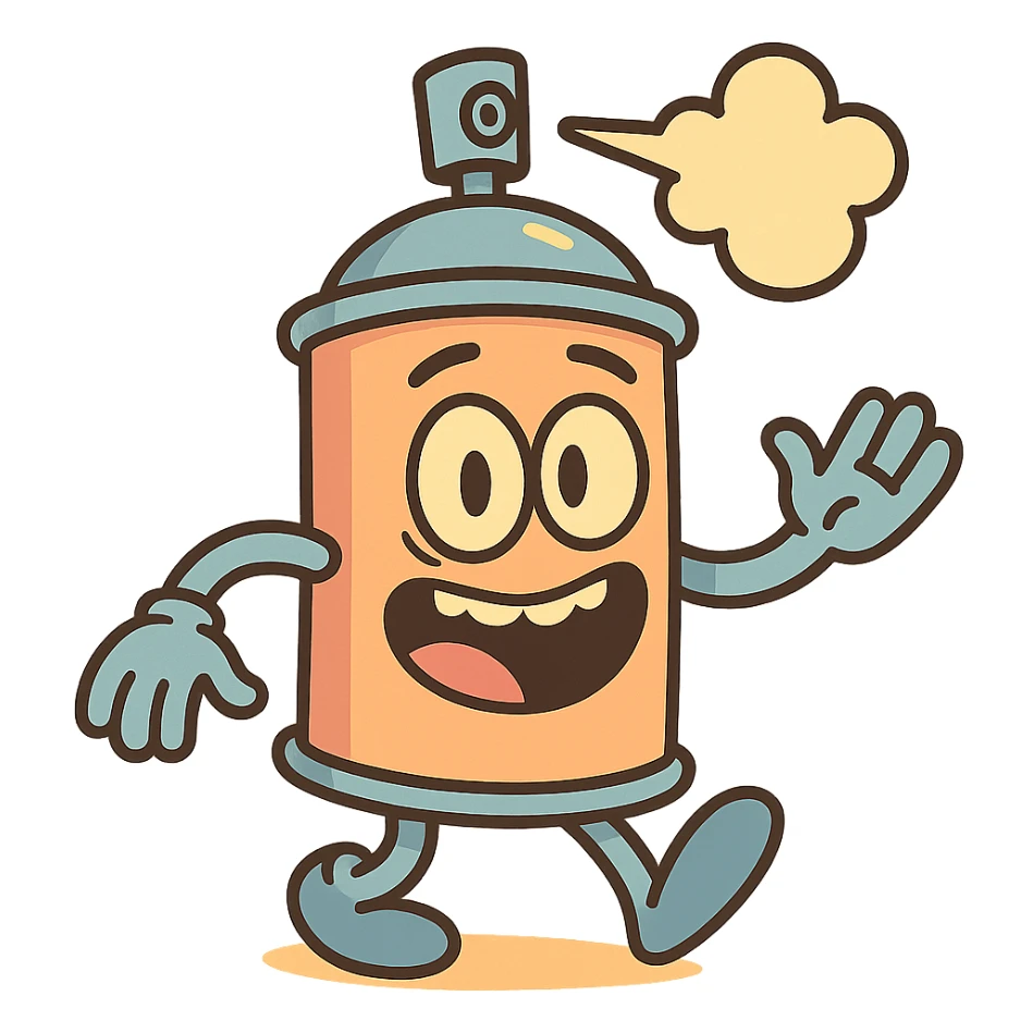 cartoon style spray can with bold lines and playful colors sticker