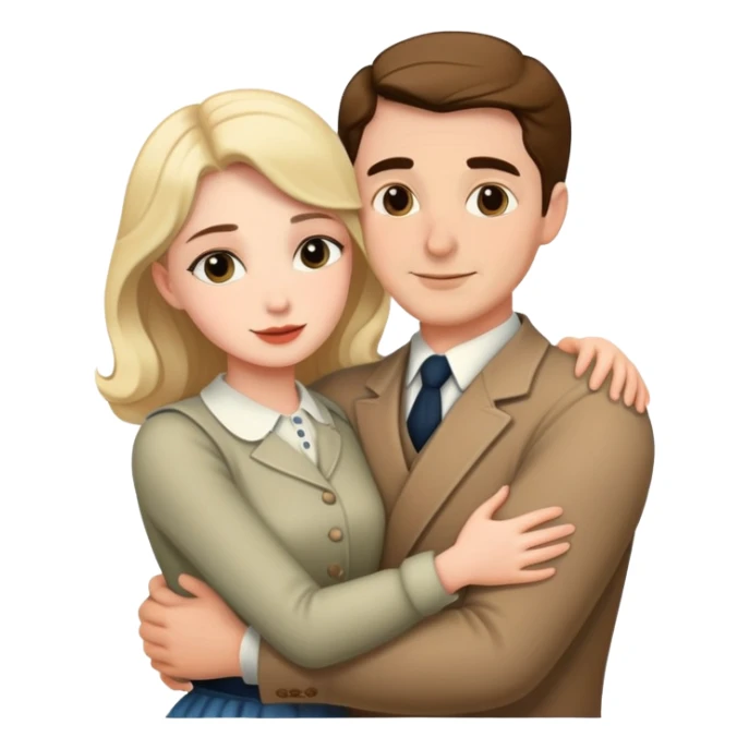 Man hugging his woman, dressed in classic style  sticker