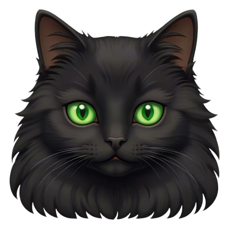 Fluffy black cat with green eyes sticker