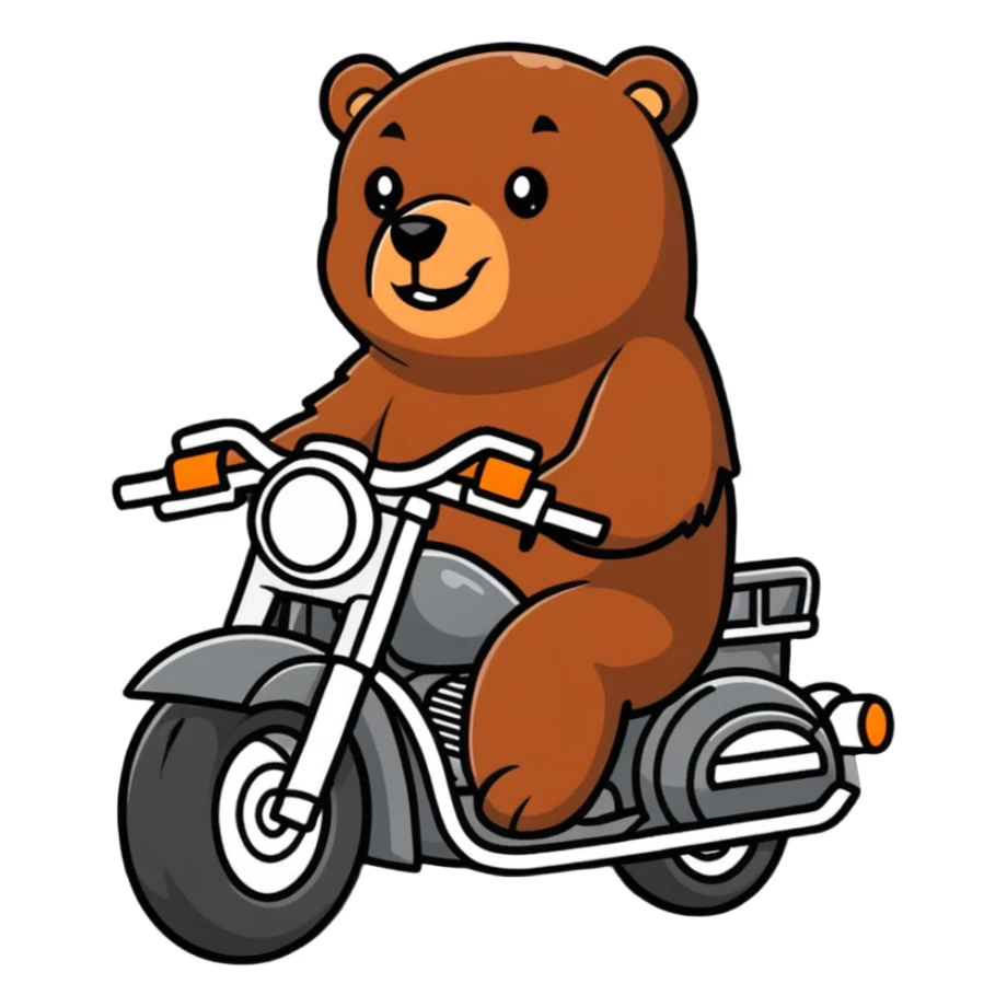 Oso grizzly realista  en una moto  sticker