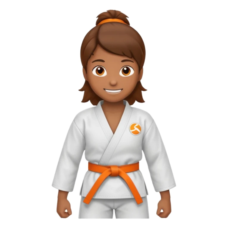 judoka cheveux brun avec ceinture orange sticker