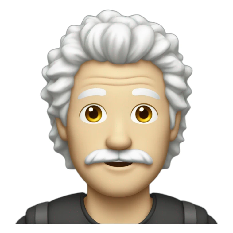 White male with moustache and crazy white hair sticker