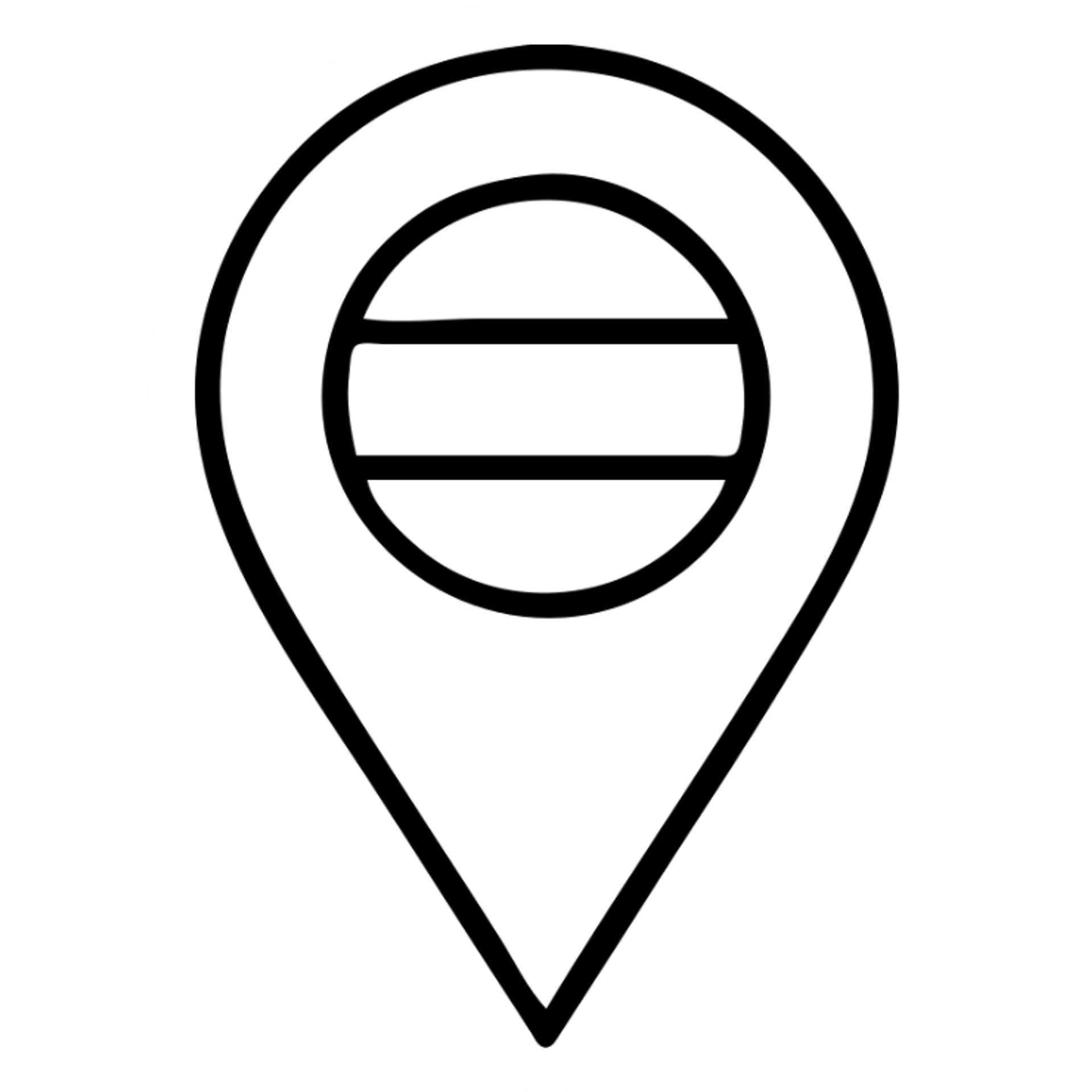 Location pin marker with Russian flag colors (white, blue, and red horizontal stripes) sticker